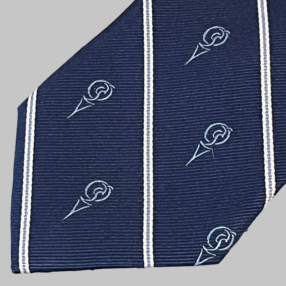 Peter Millar 100% Silk Neck‎ Tie Mens Navy Handfolded 57x3.5 Golf AOP New